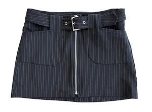 Vintage Y2K Taunt Pinstripe Grommet Belted Zip Front Mini Skirt size 3